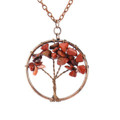Amethyst Crystal Tree Of Life Necklace Antique Red Copper 3 5MM