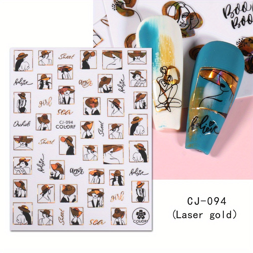 3D Graffiti Nail Art Stickers Abstract Line DIY Manicure Tips Decoration