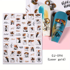 3D Graffiti Nail Art Stickers Abstract Line DIY Manicure Tips Decoration