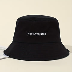 Embroidery Bucket Hat Lightweight Fisherman Cap Solid Sunscreen Travel Beach Hat