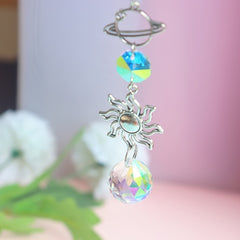 Bird Crystal Pendant Moon Sun Catcher Wind Chime Garden Decor