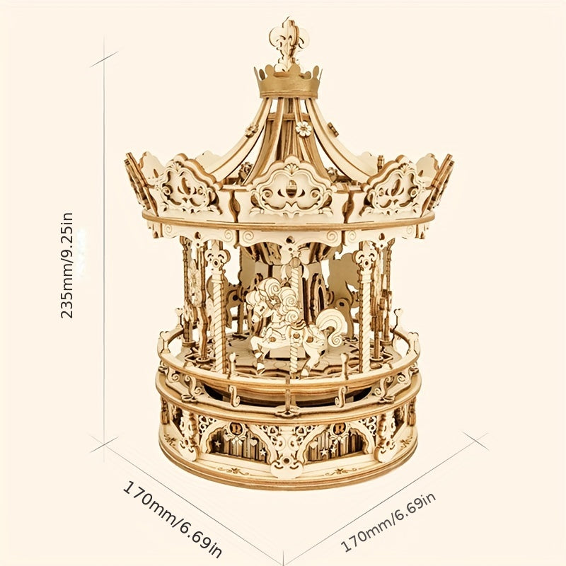 DIY 3D Wooden Carousel Music Box - Adult/Children Gift