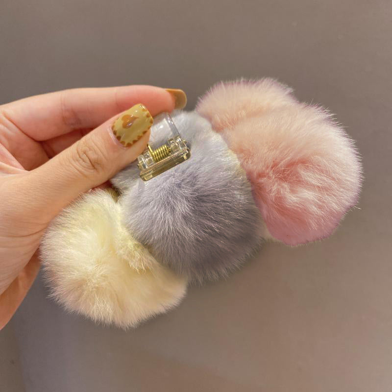 Fluffy Plush Hair Claw Clip Winter Hair Barrettes for Girls Woman
