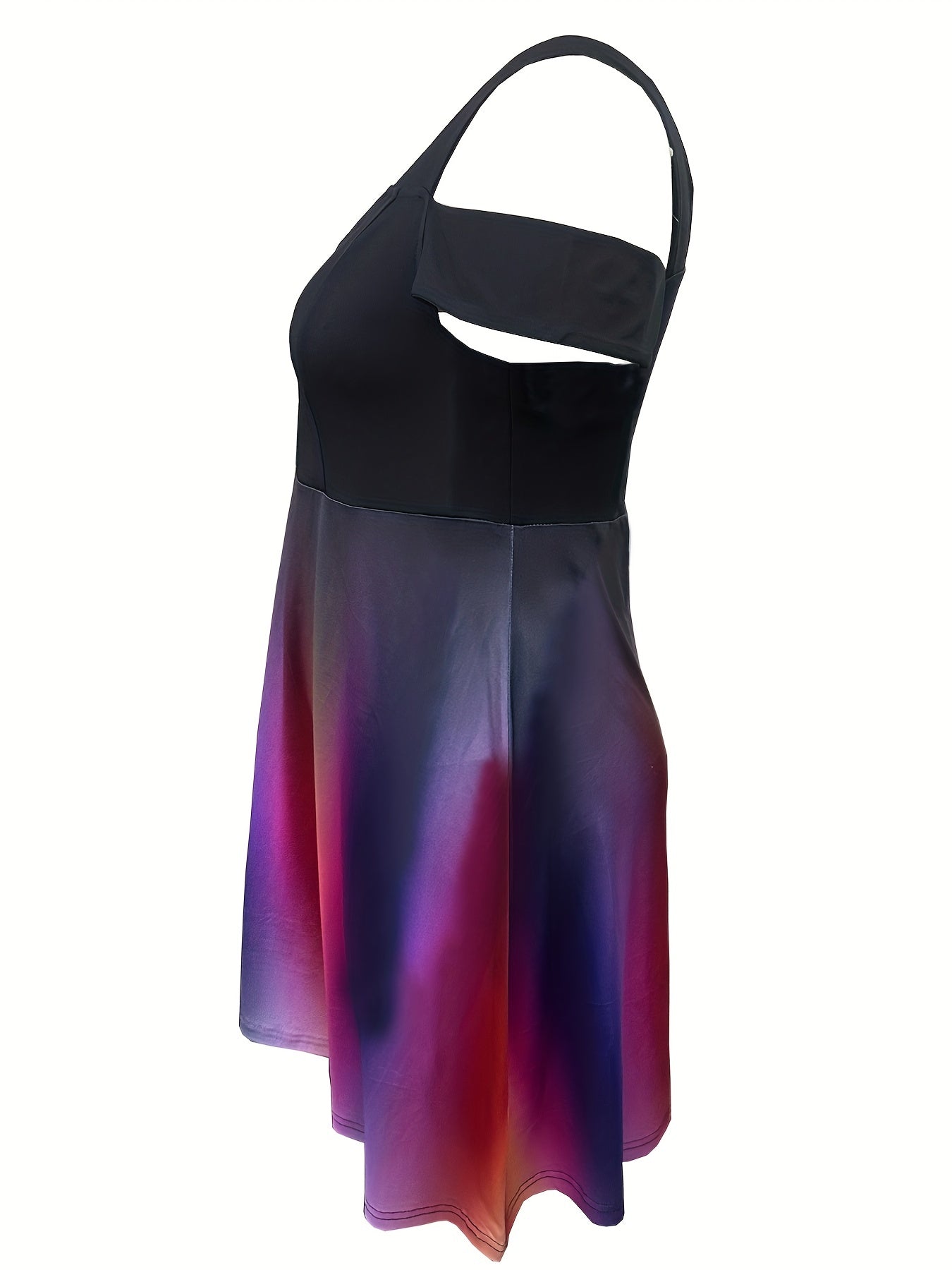  Colorblock Ombre Print Cold Shoulder Dress