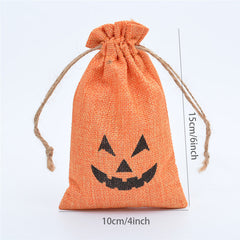 Halloween Pumpkin Candy Bag Drawstring Trick Or Treat Bag