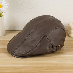 Newsboy Hat Women Autumn Winter Cowhide Solid Unisex Man Hat
