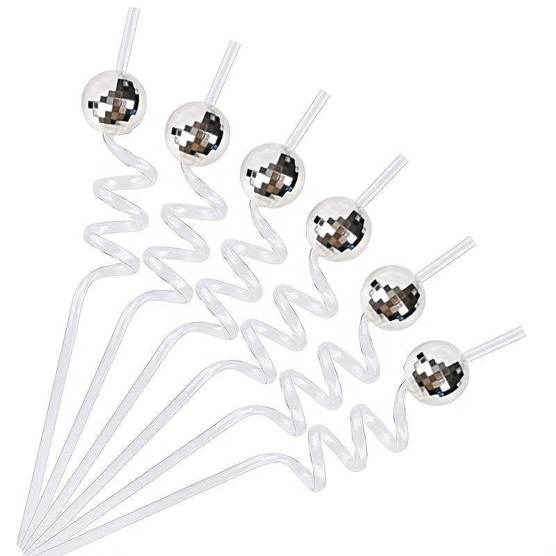 6pcs Disco Ball Straws Mirror Ball Decorations