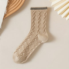 4 Pairs Twist Textured Socks Women's Mid Tube Stockings