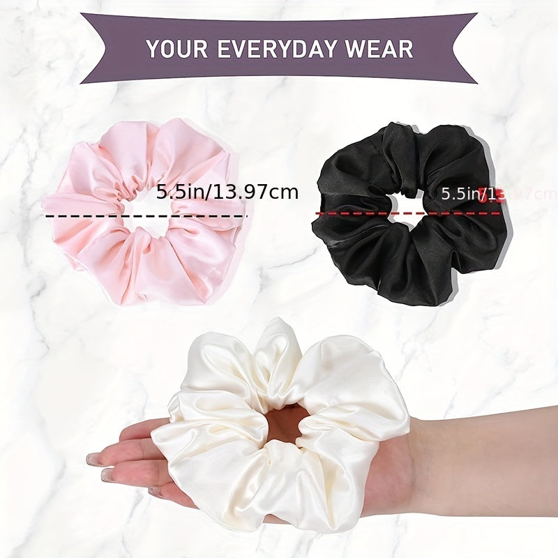 3 Pcs Large Satin Scrunchies Soft Stylish Hair Tie Hair Accessories