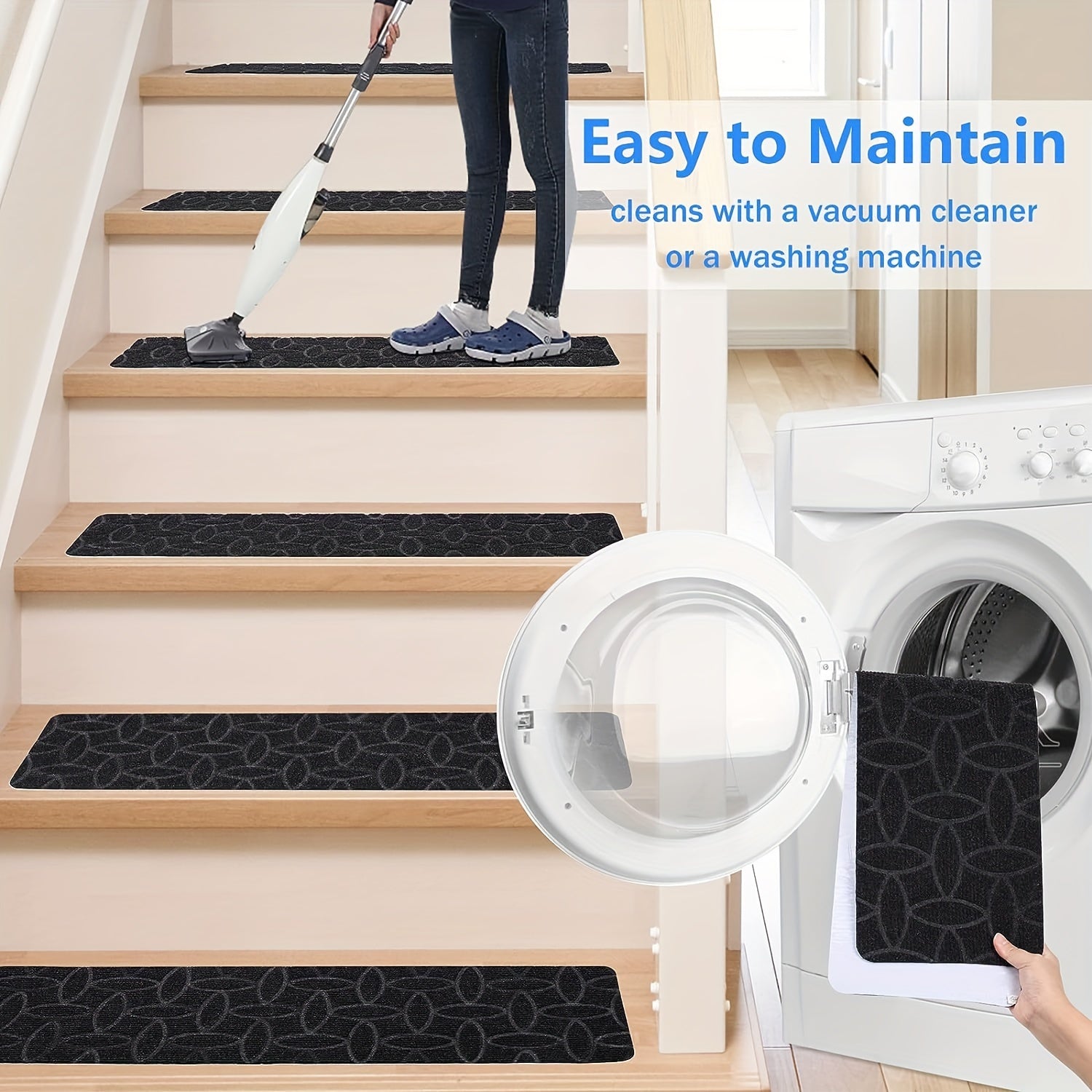7pcs Indoor Non Slip Stair Carpet Treads 20 X 76