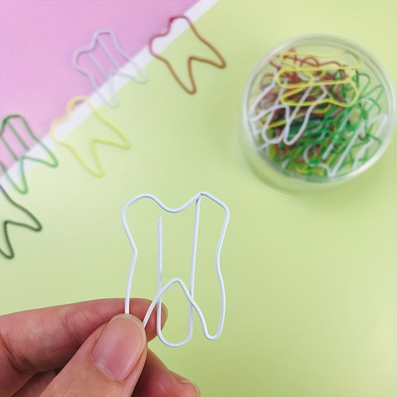 24pc Colorful Teeth Paperclip Set Office Supplies