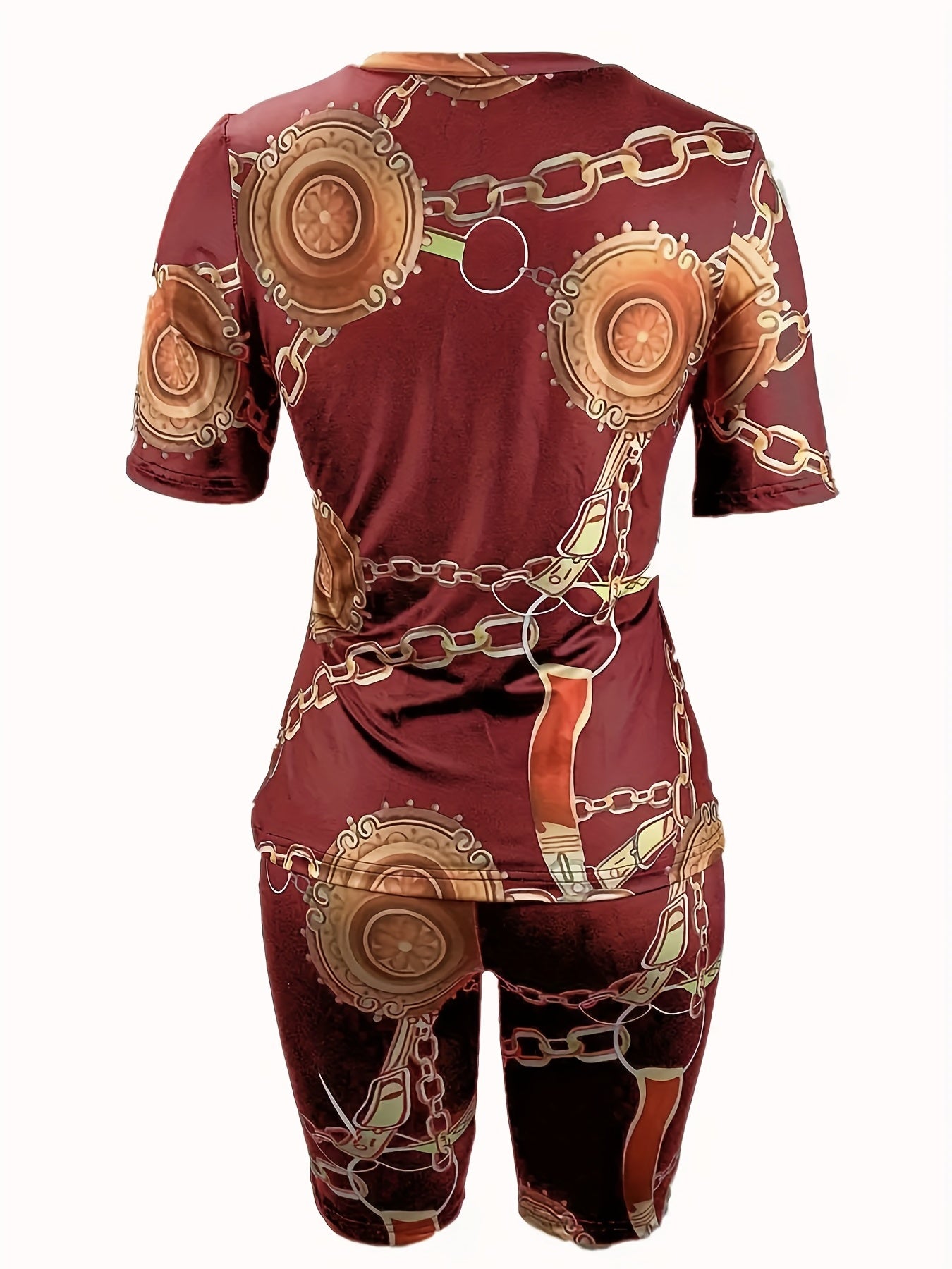 Hourglass Chain Print Casual Two piece Set