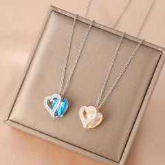 Ocean Heart Birthstone Necklace for the 12 Zodiac Signs