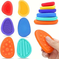 6pcs Soft Textured Fidget Stones, Teenagers & Adults, Durable, Colorful