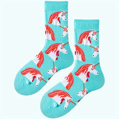 Unicorn Pattern Socks Women's Mid Tube Stockings