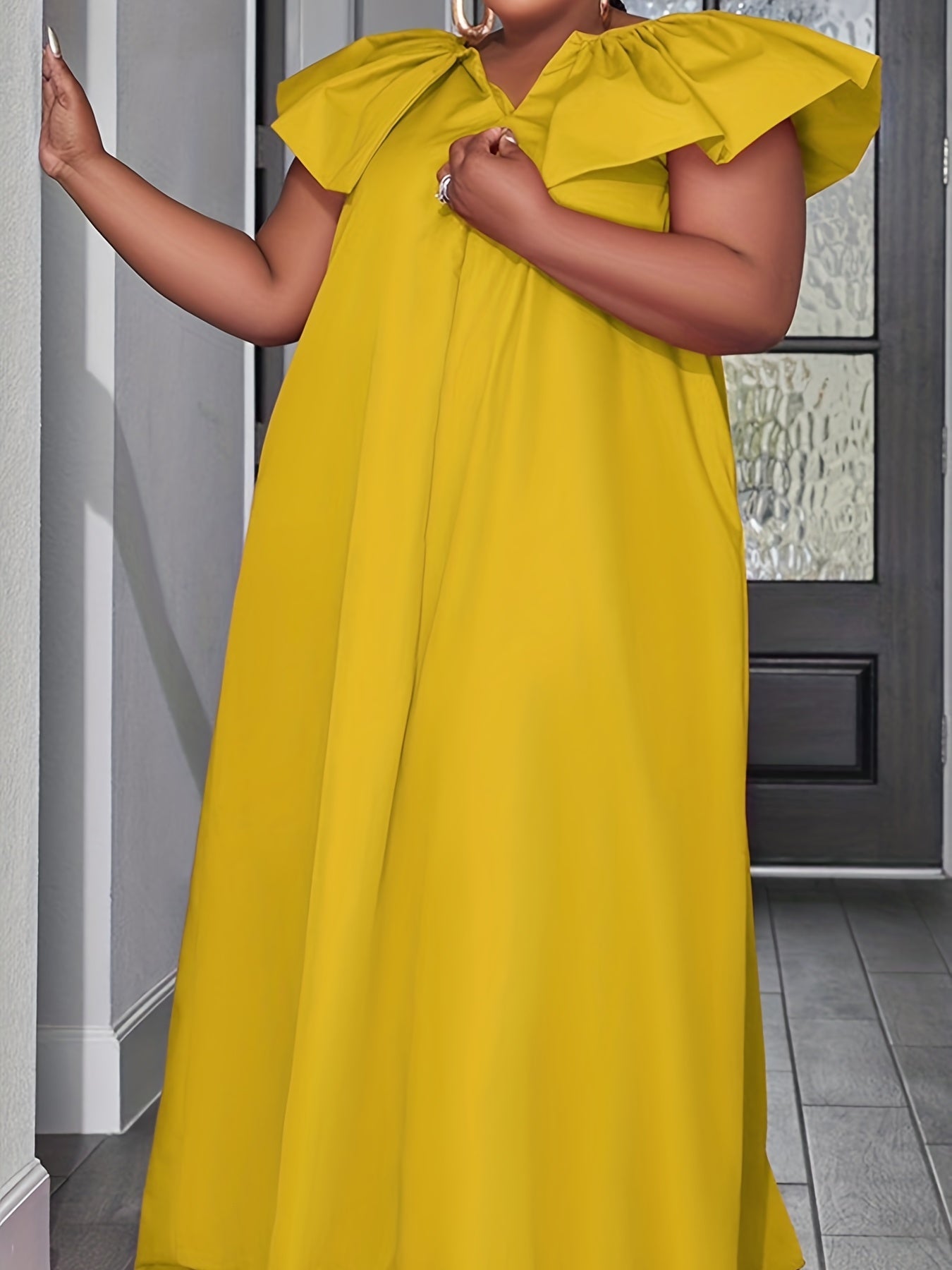  Women's Ruffle Trim Maxi Dress