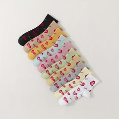 10 Pairs Heart Print Socks All-match Short Socks Women's Stockings