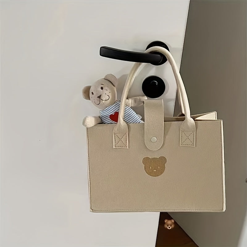 Little Bear Tote Bags Portable Shopping Felt Tote Bag Solid Handbags