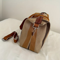 Vintage Large Striped Duffle Bag Lightweight Zipper Luggage Portable Sports