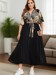  Colorblock Leopard Print Maxi Dress
