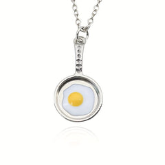 Vintage Silver Alloy Pan Necklace Pendant Kitschy Fun Saucepan Collarbone Chain