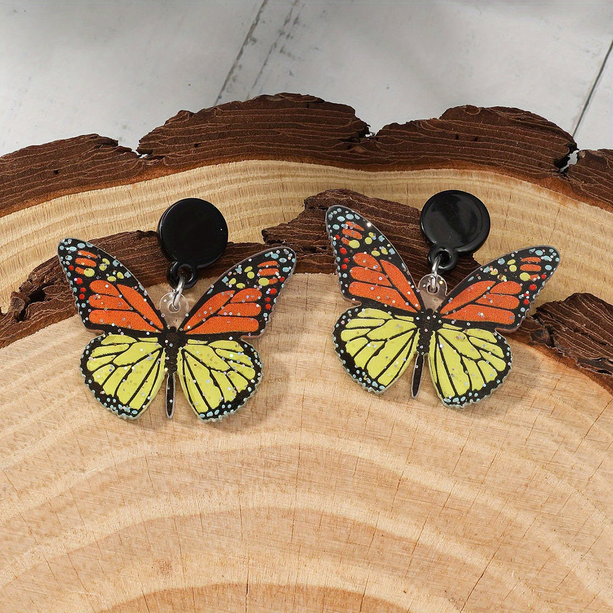 Butterfly Pendant Retro Dangle Earrings Acrylic Jewelry Gift For Women Girls