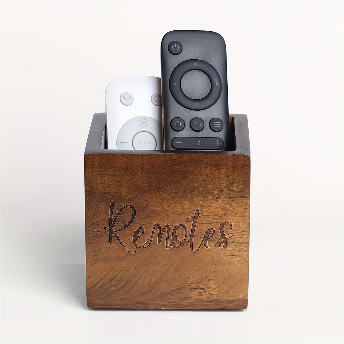 Wooden Remote Control Stationery Storage Box for Household Organization