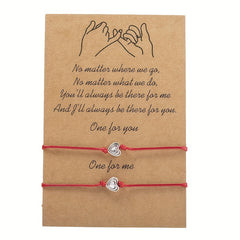 2 Pcs Stackable Heart Bracelet Adjustable Rope Braided Bracelet