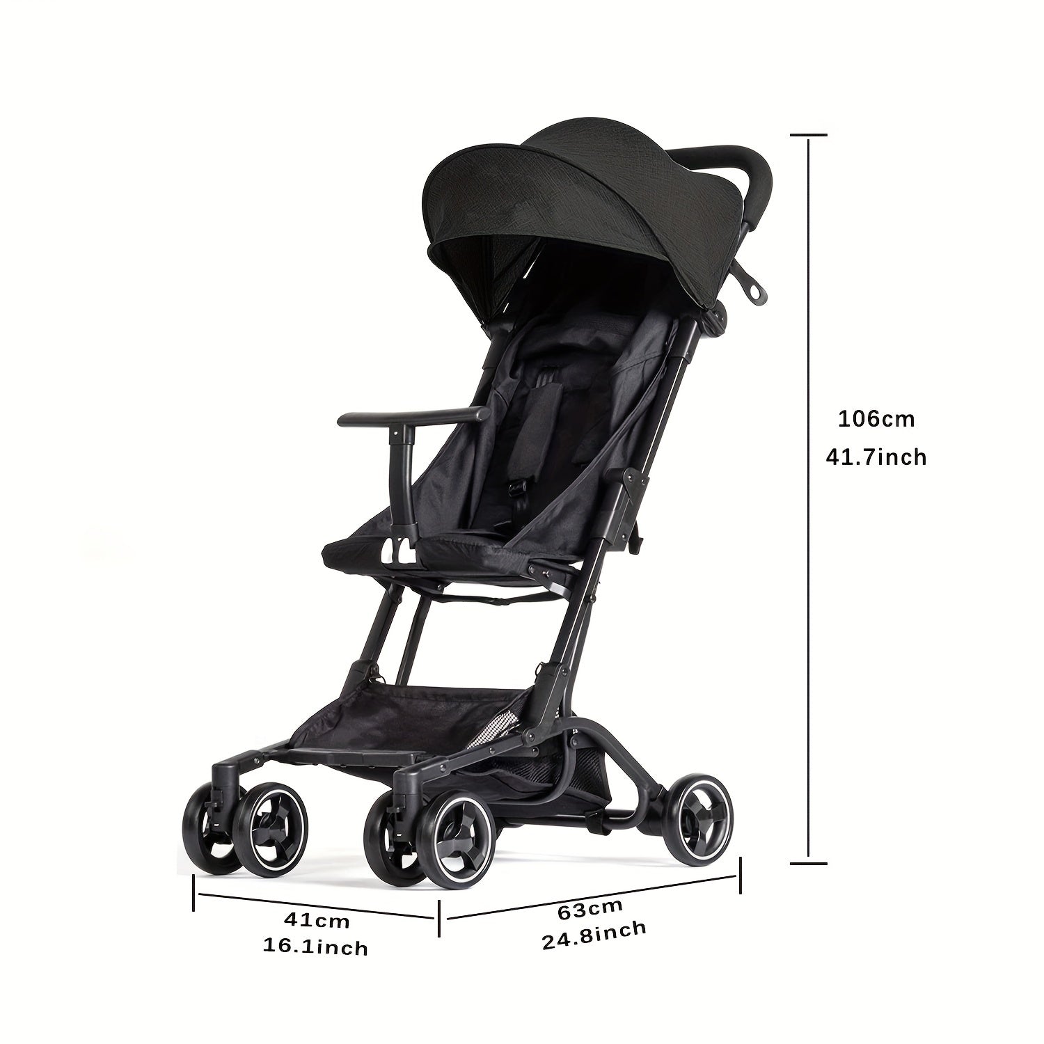 Ultra Compact Baby Stroller T Shaped Front Bar No Assembly Required