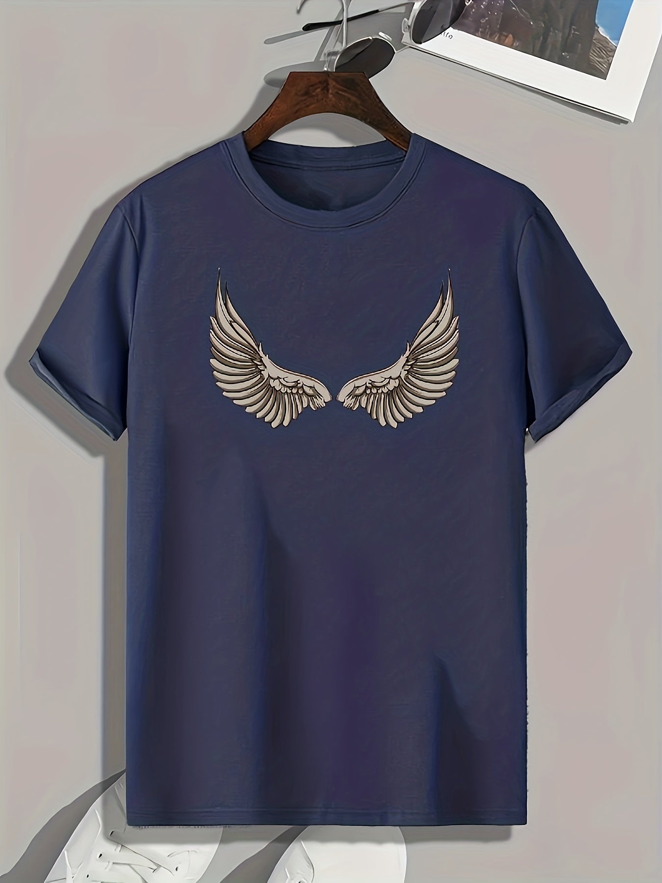 Men's Wings Print Comfy T-shirt for Outdoor Summer