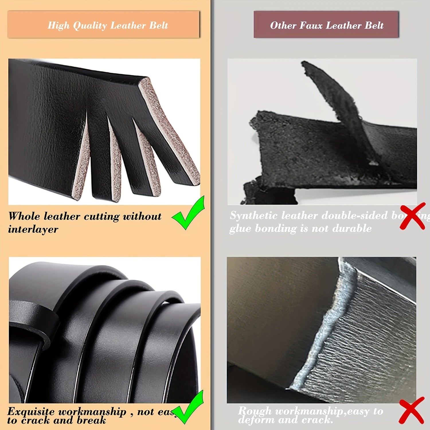  Leather Belt Square Pin Buckle Belt for Women