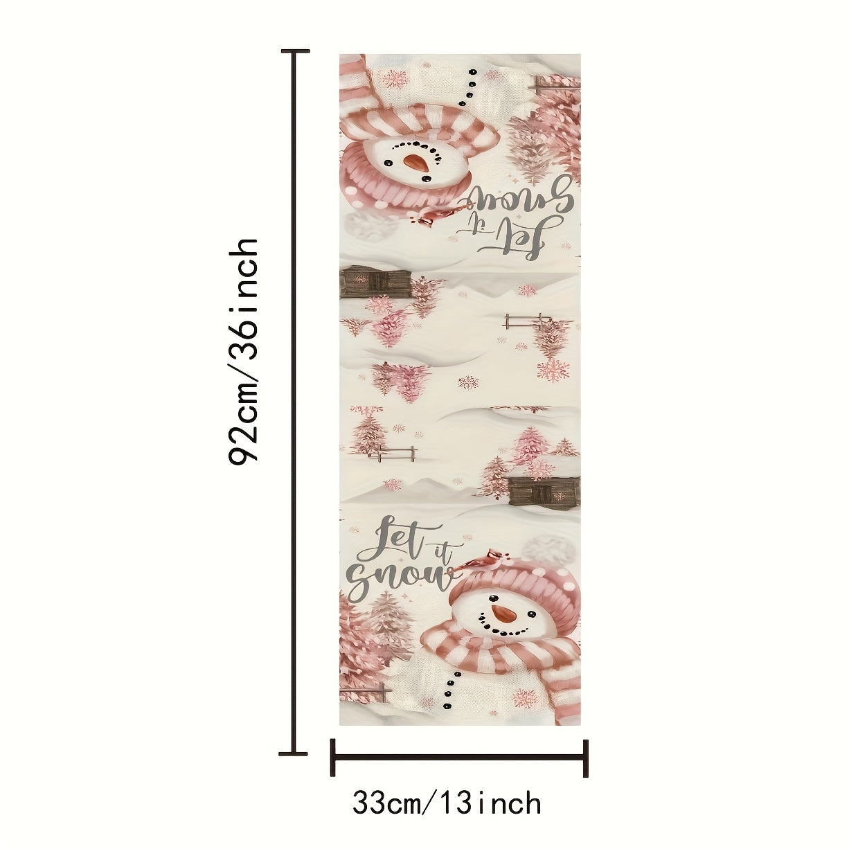Polyester Merry Christmas Table Runner Snowman Pattern