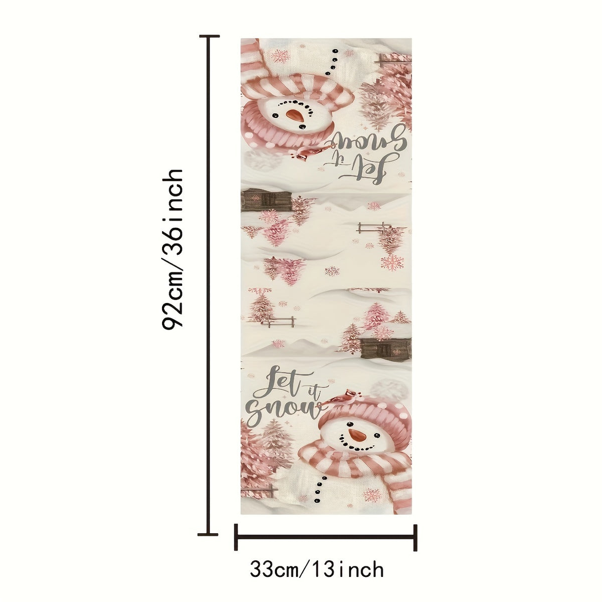 Polyester Merry Christmas Table Runner Snowman Pattern
