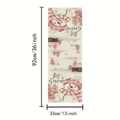 Polyester Merry Christmas Table Runner Snowman Pattern