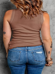  Basic Tank Top Women's Plus Plain Round Neck Medium Stretch Tank Top