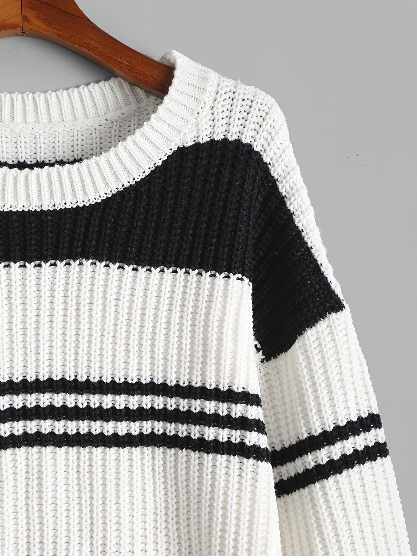  Colorblock Long Sleeve Knit Pullover Sweater Women's Plus