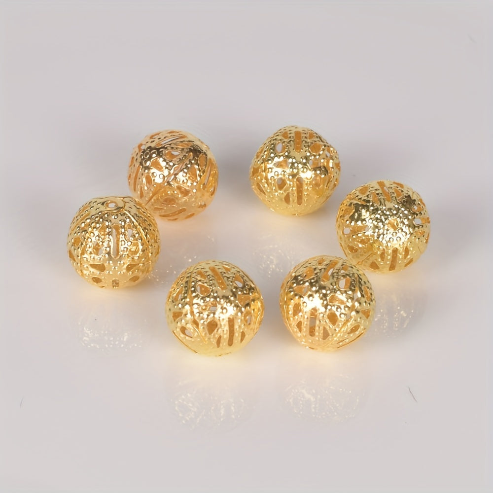 40-50-100pcs 4-20mm Hollow Round Beads DIY Spacer Bracelet Necklace Jewelry