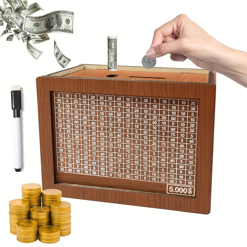 Retro Wooden Money Box with Digital Scale and Counter