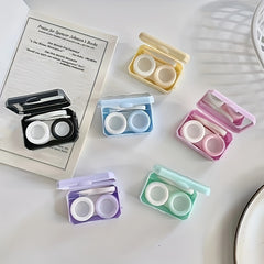 Plaid Lens Case Travel Kit with Mirror and Tweezers