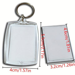 5pcs Acrylic Photo Frame Key Chain Clear Picture Holder DIY Keyring Pendant
