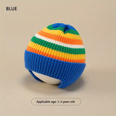 Autumn Winter Rainbow Jacquard Knitted Hat for 1-3 Years Old