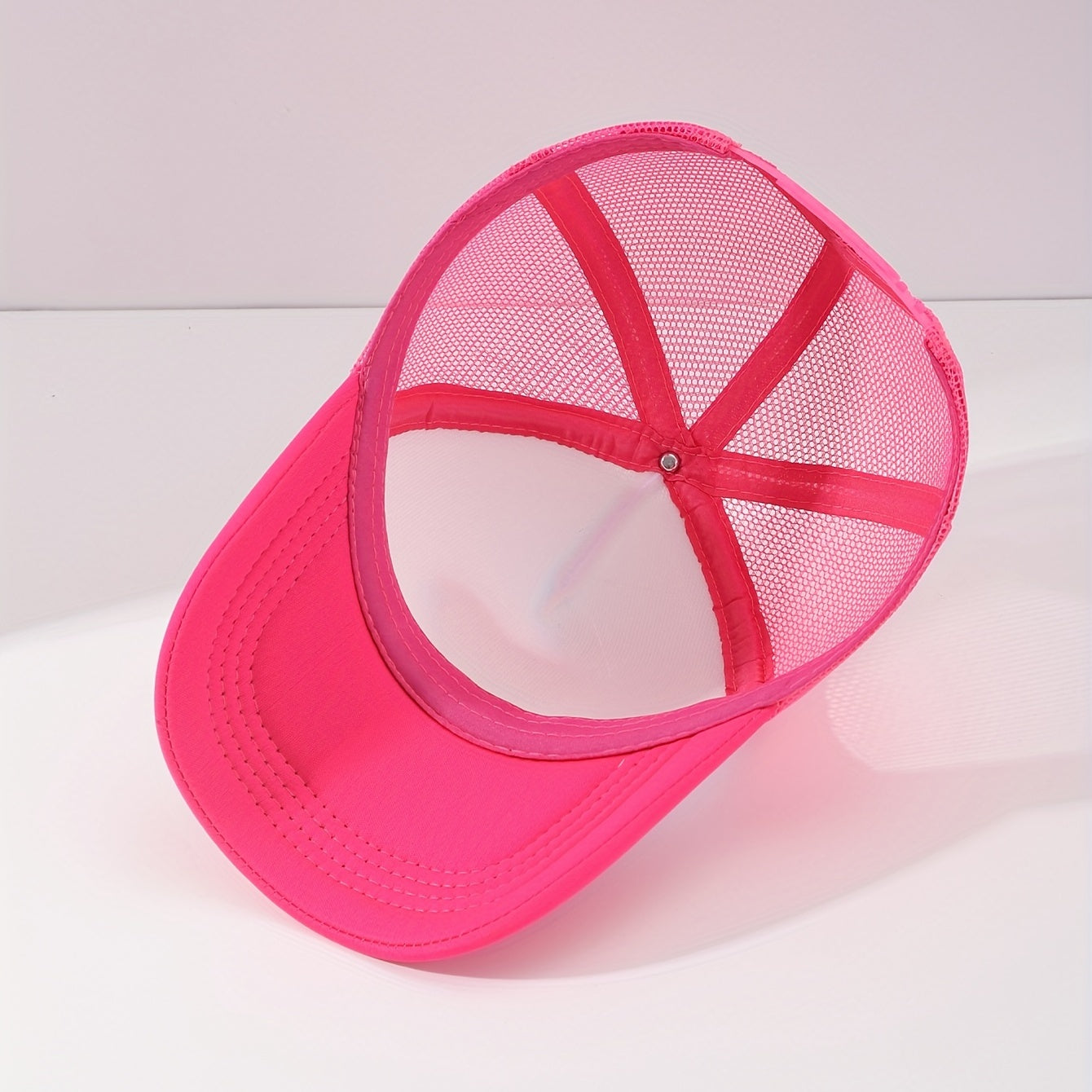Heart Embroidery Cartoon Trucker Hat Rose Red Block Baseball Cap Mesh Breathable