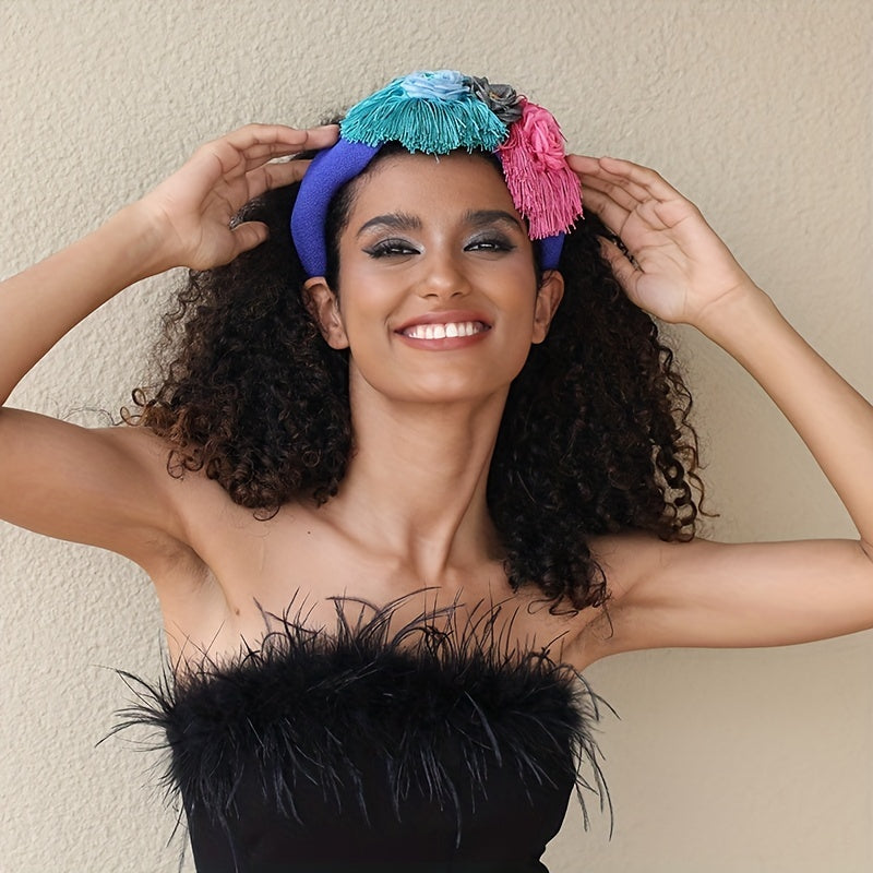 Colorful Boho Tassel Flower Headband for Women