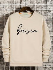 Letter Print Sweatshirt Men's Casual Graphic Pullover for Autumn Winter