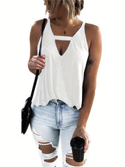 Women's Solid V Neck Tank Top
