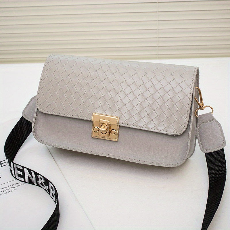 Square Crossbody Bag PU Leather Textured Bag Purse Classic Shoulder Bag