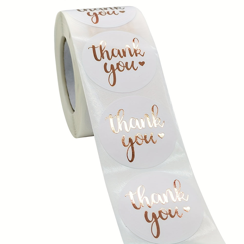 500pcs Rose Foil Thank You Stickers for Business Decoration