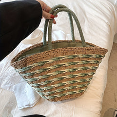 Straw Woven Tote Bag Large Beach Handbag for Travel & Shopping