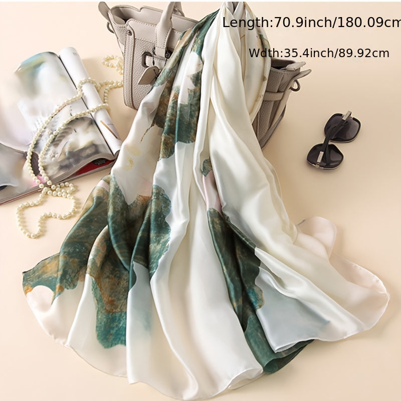 Silk Satin Lotus Flower Scarf Turban Headband Lightweight Shawl