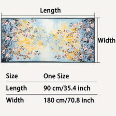 Plum Blossom Print Scarf Satin Head Wrap Silky Large Shawl Hair Accessories